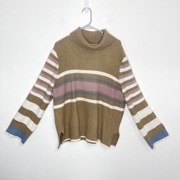 A Beautiful Soul plus size 18 20 taupe sweater turtleneck stripe mauve soft - Picture 10 of 14